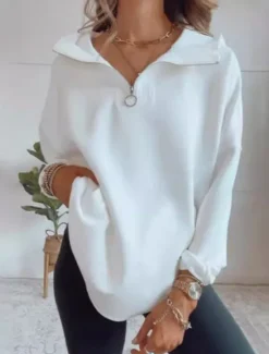 Sale Women's Sweatshirt Casual Plain Street Dailywear Turtleneck Patchwork Long Sleeve White Khaki Gray Fall Winter Women Hoodies & Sweatshirts