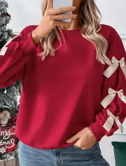 New Women's Sweatshirt Casual Plain Street Dailywear Crew Neck Patchwork Long Sleeve Fall Winter Women Hoodies & Sweatshirts