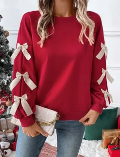 New Women's Sweatshirt Casual Plain Street Dailywear Crew Neck Patchwork Long Sleeve Fall Winter Women Hoodies & Sweatshirts