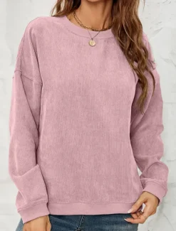 Clearance Women's Sweatshirt Casual Plain Street Dailywear Crew Neck Long Sleeve Pink Green Fall Winter Women Hoodies & Sweatshirts