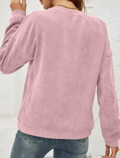 Clearance Women's Sweatshirt Casual Plain Street Dailywear Crew Neck Long Sleeve Pink Green Fall Winter Women Hoodies & Sweatshirts