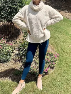 Women's Sweatshirt Casual Sherpa Plain Street Dailywear Turtleneck Print Long Sleeve Green Beige Gray Fall Winter Women Hoodies & Sweatshirts
