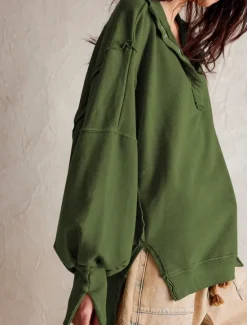 Women's Sweatshirt Casual Plain Street Dailywear V Neck Buttons Long Sleeve White Fuchsia Green Fall Winter Women Hoodies & Sweatshirts