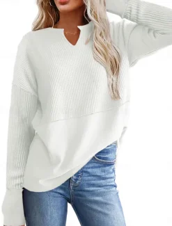 Hot Women's Sweatshirt Casual Plain Street Dailywear V Neck Long Sleeve White Blue Khaki Fall Winter Women Hoodies & Sweatshirts
