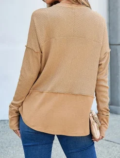 Hot Women's Sweatshirt Casual Plain Street Dailywear V Neck Long Sleeve White Blue Khaki Fall Winter Women Hoodies & Sweatshirts