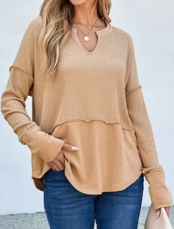 Hot Women's Sweatshirt Casual Plain Street Dailywear V Neck Long Sleeve White Blue Khaki Fall Winter Women Hoodies & Sweatshirts