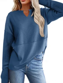 Hot Women's Sweatshirt Casual Plain Street Dailywear V Neck Long Sleeve White Blue Khaki Fall Winter Women Hoodies & Sweatshirts