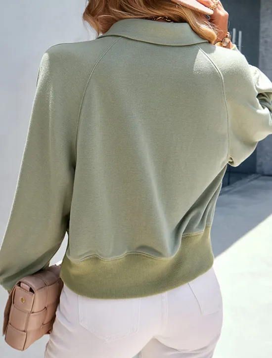 Clearance Women's Sweatshirt Casual Plain Street Dailywear Turtleneck Buttons Long Sleeve Pink Green Beige Fall Winter Women Hoodies & Sweatshirts