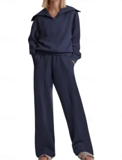 Hot Women's Sweatshirt Chinos Long Sleeve Ombre Navy Blue Khaki Gray Spring Regular Fit Women Two Piece Sets