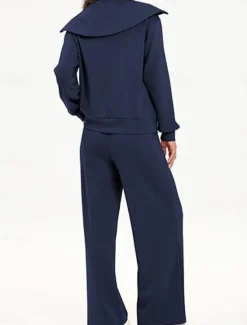 Hot Women's Sweatshirt Chinos Long Sleeve Ombre Navy Blue Khaki Gray Spring Regular Fit Women Two Piece Sets