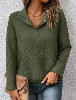 Outlet Women's Sweatshirt Crew Neck Long Sleeve Black Green Gray Fall Winter Women Hoodies & Sweatshirts