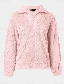 Hot Women's Sweatshirt Elegant Fashion Comfrt Fleece Plain Work Dailywear Casual Hoodie Zipper Loose Fit Long Sleeve Pink Purple Khaki Light Grey Fall Winter Women Hoodies & Sweatshirts