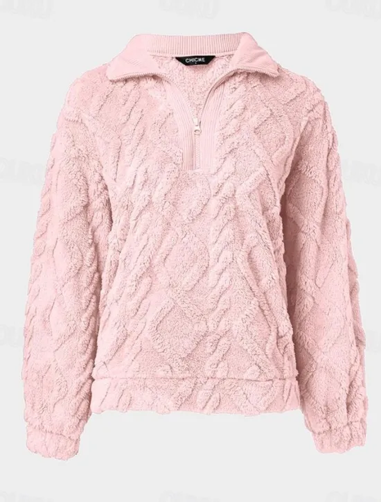 Hot Women's Sweatshirt Elegant Fashion Comfrt Fleece Plain Work Dailywear Casual Hoodie Zipper Loose Fit Long Sleeve Pink Purple Khaki Light Grey Fall Winter Women Hoodies & Sweatshirts