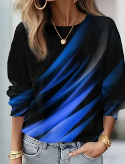 Discount Women's Sweatshirt Pullover Graphic Street Casual Basic Round Neck Long Sleeve Top Micro-elastic Fall & Winter Comfrt Breathable Soft Fabric Women Hoodies & Sweatshirts