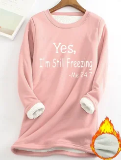 Outlet Women's Sweatshirt Pullover Fuzzy Comfrt Sherpa Fleece Lined Letter Street Casual Round Neck Crewneck Long Sleeve Black Yellow Pink Red Violet Fall & Winter Women Hoodies & Sweatshirts