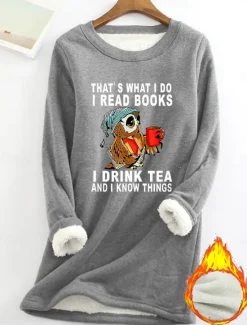 New Women's Sweatshirt Pullover Fleece Lined Warm Pajamas Sherpa Graphic Letter Casual Sports Warm Fuzzy Comfrt Round Neck Long Sleeve Top Micro-elastic Fall & Winter Comfrt Breathable Soft Fabric Women Women's Tops|Hoodies & Sweatshirts