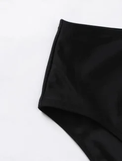 Discount Women's Swimsuits Bikini 2 Piece Briefs Swimsuit Backless Slim Vacation Beach Wear Solid Color Round Neck Sleeveless Bathing Suits Women Bikinis