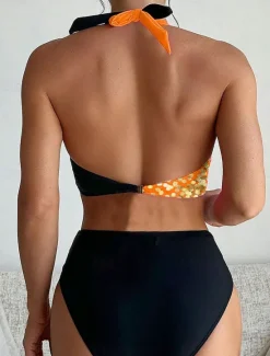 Women's Swimsuits Bikini 2 Piece High Waist Swimsuit Fashion Stylish Ombre Graphic Sleeveless Bathing Suits Women Leopard Swimwear