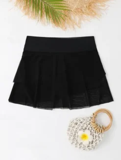 Online Women's Swimsuits Bikini Bottom Skirt Swimsuit High Waist Vacation Beach Wear Solid Color Sleeveless Bathing Suits Women Bikinis