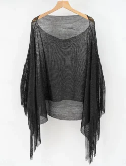 Clearance Women's Swimsuits Cover Up Swim Dress Swimsuit Fringe Vacation Beach Wear Solid Color Round Neck Long Sleeve Bathing Suits Women Cover Up