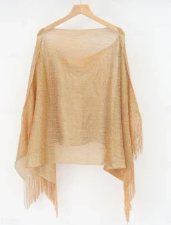 Clearance Women's Swimsuits Cover Up Swim Dress Swimsuit Fringe Vacation Beach Wear Solid Color Round Neck Long Sleeve Bathing Suits Women Cover Up