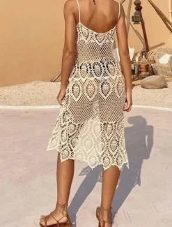 Best Women's Swimsuits Cover Up Swim Dress Swimsuit Cut Out Vacation Beach Wear Solid Color V Neck Sleeveless Bathing Suits Women Cover Up