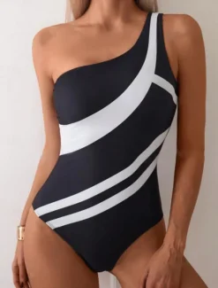 Discount Women's Swimsuits One Piece Swimsuit Beach Wear Summer Striped Sleeveless Bathing Suits Women One-Pieces