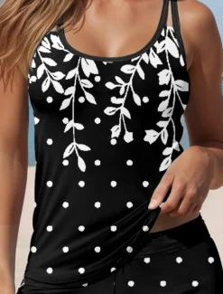 New Women's Swimsuits Tankini 2 Piece Swimsuit Vacation Floral Dot Sleeveless Bathing Suits Women Tankinis