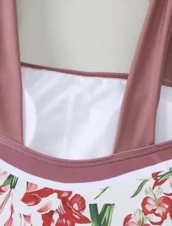 Best Women's Swimwear 2 Piece Monokini Skirt Swimsuit Backless Tummy Control High Waist Slim Vacation Beach Wear Floral Scoop Neck Sleeveless Bathing Suits Women One-Pieces|Spring Swimwear