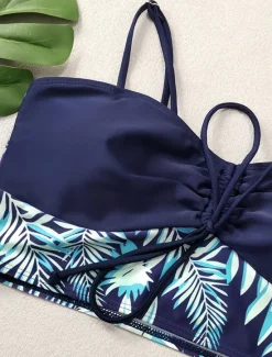 Best Women's Swimwear Bikini 2 Piece Boy Leg Swimsuit Backless Slim Vacation Beach Wear Graphic U Neck Sleeveless Bathing Suits Women Bikinis|Tankinis