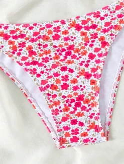 New Women's Swimwear Bikini 2 Piece Cheeky Swimsuit Backless Slim Vacation Beach Wear Floral V Neck Sleeveless Bathing Suits Women Bikinis|Leopard Swimwear