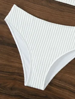 Outlet Women's Swimwear Bikini 2 Piece Cheeky Swimsuit Backless Slim Vacation Beach Wear Solid Color V Neck Sleeveless Bathing Suits Women Bikinis