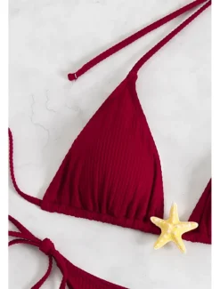 Women's Swimwear Bikini 2 Piece Swimsuit Backless Tropical Beach Wear Plain Halter Neck Sleeveless Bathing Suits Women Bikinis