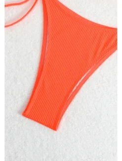 Women's Swimwear Bikini 2 Piece Swimsuit Backless Tropical Beach Wear Plain Halter Neck Sleeveless Bathing Suits Women Bikinis