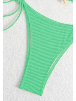 Women's Swimwear Bikini 2 Piece Swimsuit Backless Tropical Beach Wear Plain Halter Neck Sleeveless Bathing Suits Women Bikinis
