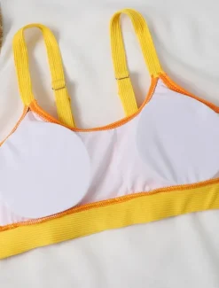 Best Women's Swimwear Bikini 2 Piece Cheeky Swimsuit Backless Slim Vacation Beach Wear Solid Color U Neck Sleeveless Bathing Suits Women Bikinis