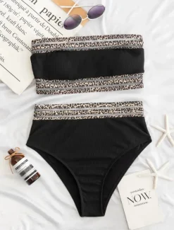 Outlet Women's Swimwear Bikini 2 Piece Briefs Swimsuit Backless Sexy Printing Bandeau Strapless Designer Sexy Leopard Strapless Sleeveless Bathing Suits Women Bikinis