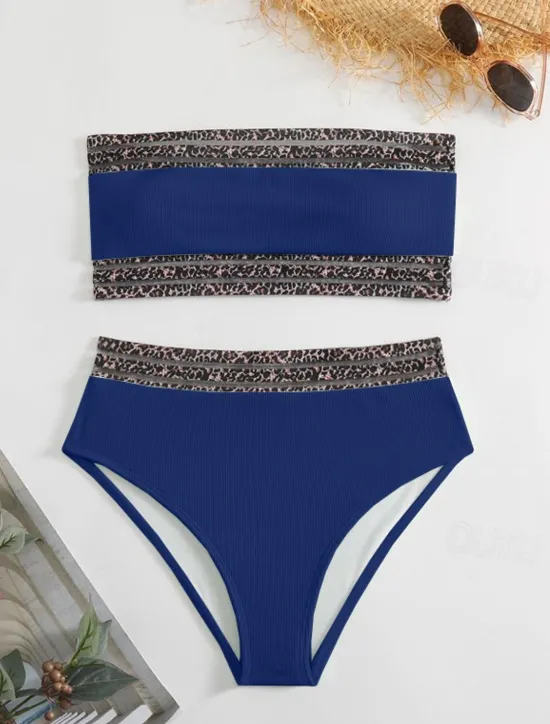 Outlet Women's Swimwear Bikini 2 Piece Briefs Swimsuit Backless Sexy Printing Bandeau Strapless Designer Sexy Leopard Strapless Sleeveless Bathing Suits Women Bikinis