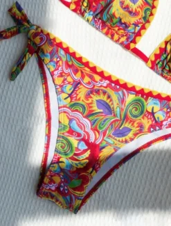 New Women's Swimwear Bikini 2 Piece Cheeky Swimsuit Backless Slim Vacation Beach Wear Paisley Halter Neck Sleeveless Bathing Suits Women Bikinis