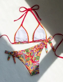 New Women's Swimwear Bikini 2 Piece Cheeky Swimsuit Backless Slim Vacation Beach Wear Paisley Halter Neck Sleeveless Bathing Suits Women Bikinis