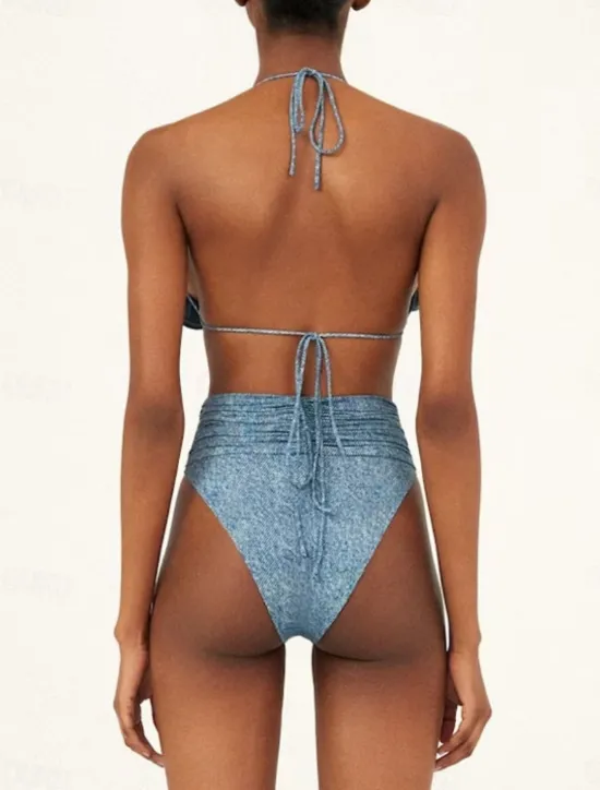 Best Women's Swimwear Bikini 2 Piece Skirt Swimsuit Backless Slim Vacation Beach Wear Solid Color V Neck Sleeveless Bathing Suits Women Swimdresses|Bikinis