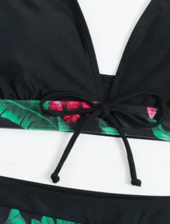Hot Women's Swimwear Bikini 2 Piece Boy Leg Swimsuit Backless High Waist Slim Vacation Beach Wear Graphic Halter Neck Sleeveless Bathing Suits Women Bikinis