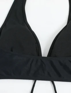 Hot Women's Swimwear Bikini 2 Piece Boy Leg Swimsuit Backless High Waist Slim Vacation Beach Wear Graphic Halter Neck Sleeveless Bathing Suits Women Bikinis