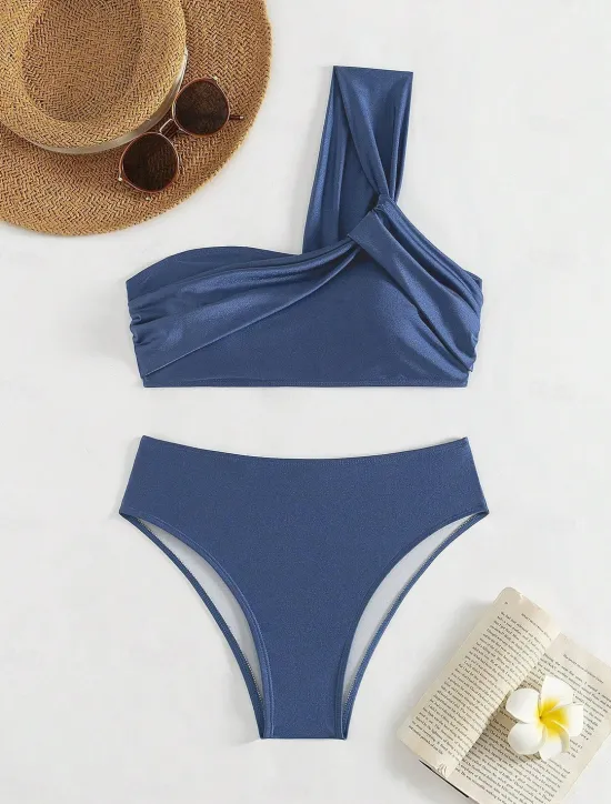 Outlet Women's Swimwear Bikini 2 Piece Cheeky Swimsuit Backless High Waist Slim Vacation Beach Wear Floral Asymmetric Neck Sleeveless Bathing Suits Women Bikinis