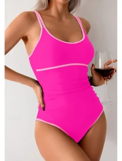 Women's Swimwear Bikini 2 Piece Swimsuit Backless Patchwork Tropical Beach Wear Color Block U Neck Sleeveless Bathing Suits Women Bikinis