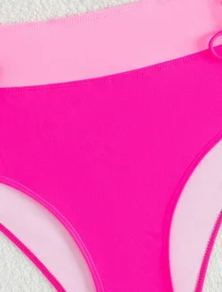 Women's Swimwear Bikini 2 Piece Briefs Swimsuit Backless Slim High Waisted Vacation Beach Wear Solid Color V Neck Sleeveless Bathing Suits Women Bikinis