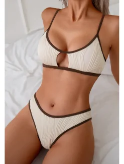Best Women's Swimwear Bikini 2 Piece Swimsuit Backless Cut Out Tropical Beach Wear Color Block U Neck Sleeveless Bathing Suits Women Bikinis