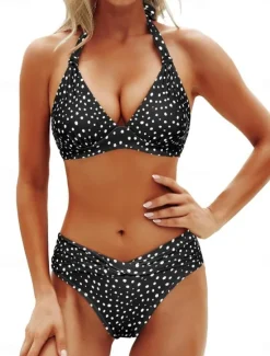 Sale Women's Swimwear Bikini 2 Piece Cheeky Swimsuit Backless High Waist Slim Vacation Beach Wear Graphic Camo V Neck Sleeveless Bathing Suits Women Bikinis