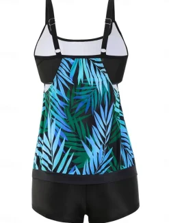 Sale Women's Swimwear Bikini 2 Piece Boy Leg Swimsuit Backless Slim Vacation Beach Wear Graphic U Neck Sleeveless Bathing Suits Women Bikinis|Tankinis