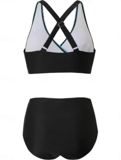 Online Women's Swimwear Bikini 2 Piece Briefs Swimsuit Backless Slim Vacation Beach Wear Geometric Halter Neck Sleeveless Bathing Suits Women Bikinis